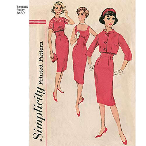 Simplicity US8460HS 1950's Vintage Fashion Women's Dress and Matching Jacket Sewing Patterns, Sizes 6-14