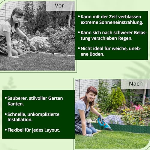 GARDENIX Rattan Rasenkante Kunststoff - Beetumrandung Rattanoptik, 3.2m Gartenpalisade Holz, Beeteinfassung Anthrazit, 4 Module, UV-beständig Beetzaun, Gartenpalisade Vielseitig Einsetzbar