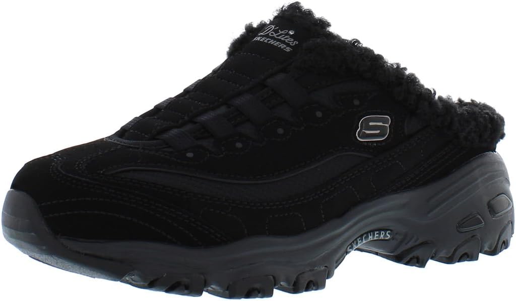 Skechers Women's D'Lites Comfy Step Sneaker, Black/Black, Size 5.5