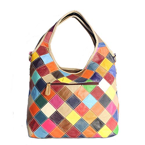 Women Multicolor Floral Shoulder Bag Cowhide Leather Handbag Vintage Totes Purse4