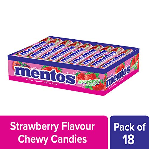 Image of Mentos, Strawberry Flavour, Chewy Candy Stick Pack, 655.2 Gram- Pack of 18