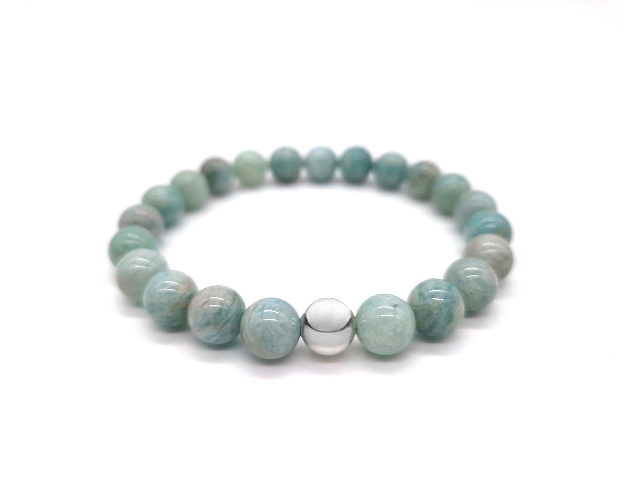 Naturstein mit 925 Silberperle Armband | Naturstein Stretch- Armband | handgemachtes Perlenarmband | mit edler Schmuckschachtel