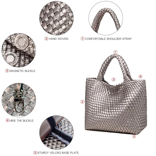 Image of JINMANXUE Fashion Woven Bag Shopper Bag Travel Handbags and Purses Women Tote Bag Large Capacity Shoulder Bags