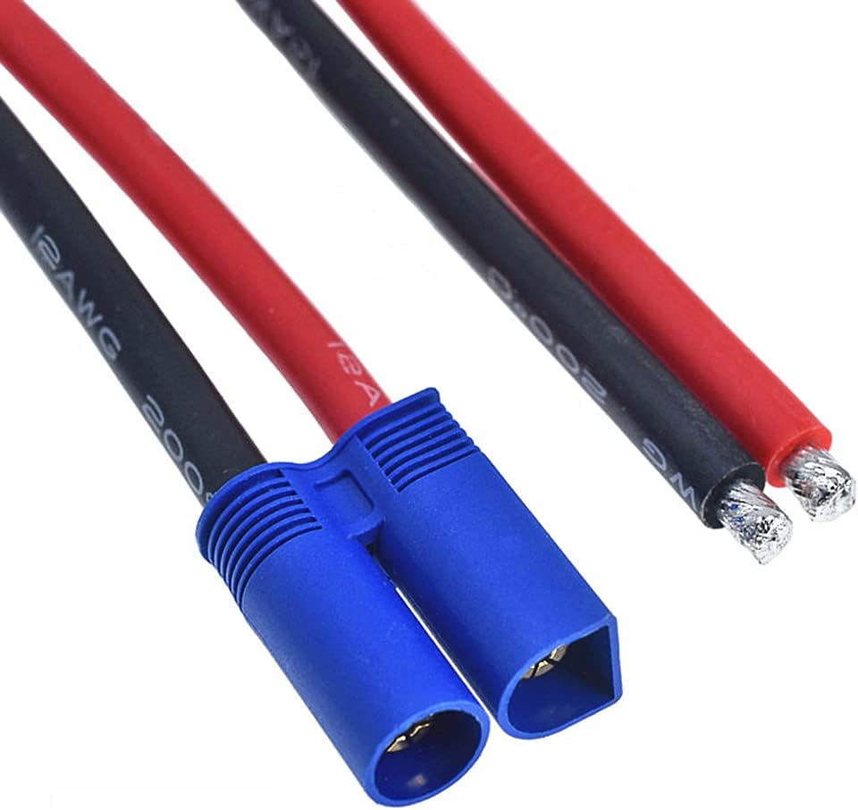 2 Pairs EC5 Connectors Male & Female 5.0mm Banana Connector Plug 10cm 12 AWG Soft Silicone Wire Cable for RC Airplane Quadcopter FPV Drone Lipo Battery ESC DIY, Blue