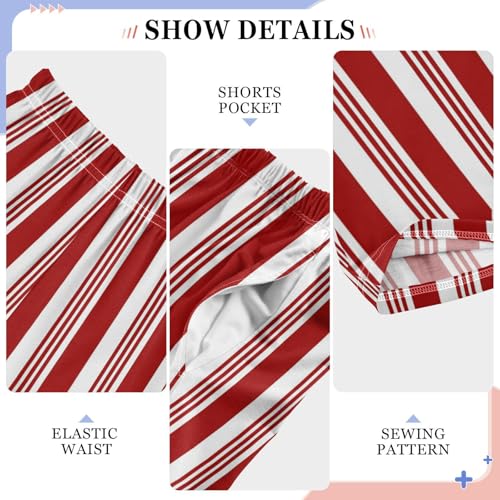 Red and White Striped Candy Cane Boys Track Pants Toddler Casual Pants Sweatpants Kids Athletic Pants for 6-8 Years4