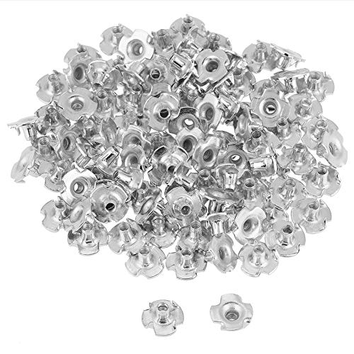 Culnflun T Nuts,100pcs 5 Different Sizes Zinc Plated Carbon Steel T Nut for Woodworking Furniture Strong Threaded Socket Chipboard Meet Woodworking Needs and Installation Projects (M8)