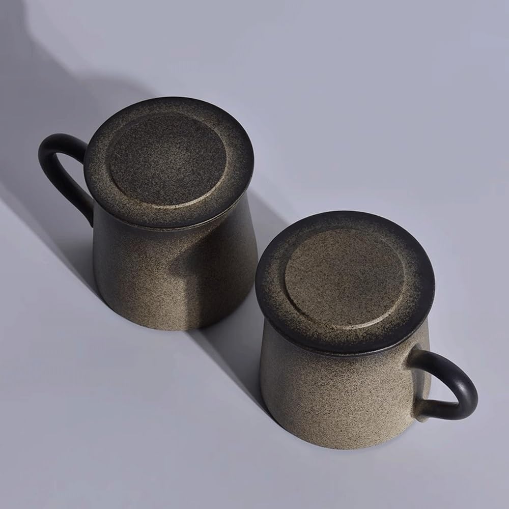 Zestaw filiżanek do kawy w stylu vintage ze spodkiem, ręcznie robiony ceramiczny kubek do herbaty 11,37 uncji z uchwytem na popołudniową herbatę