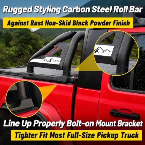 Image of MONOKING Roll Bar for Full Size Truck with Brake Light, Adjustable Chase Rack Sports Bar for 2007-2026 F150 F250 F350 Raptor Lightning Silverado /GMC Sierra /Ram 1500 2500 3500 Tundra Titan Pickup