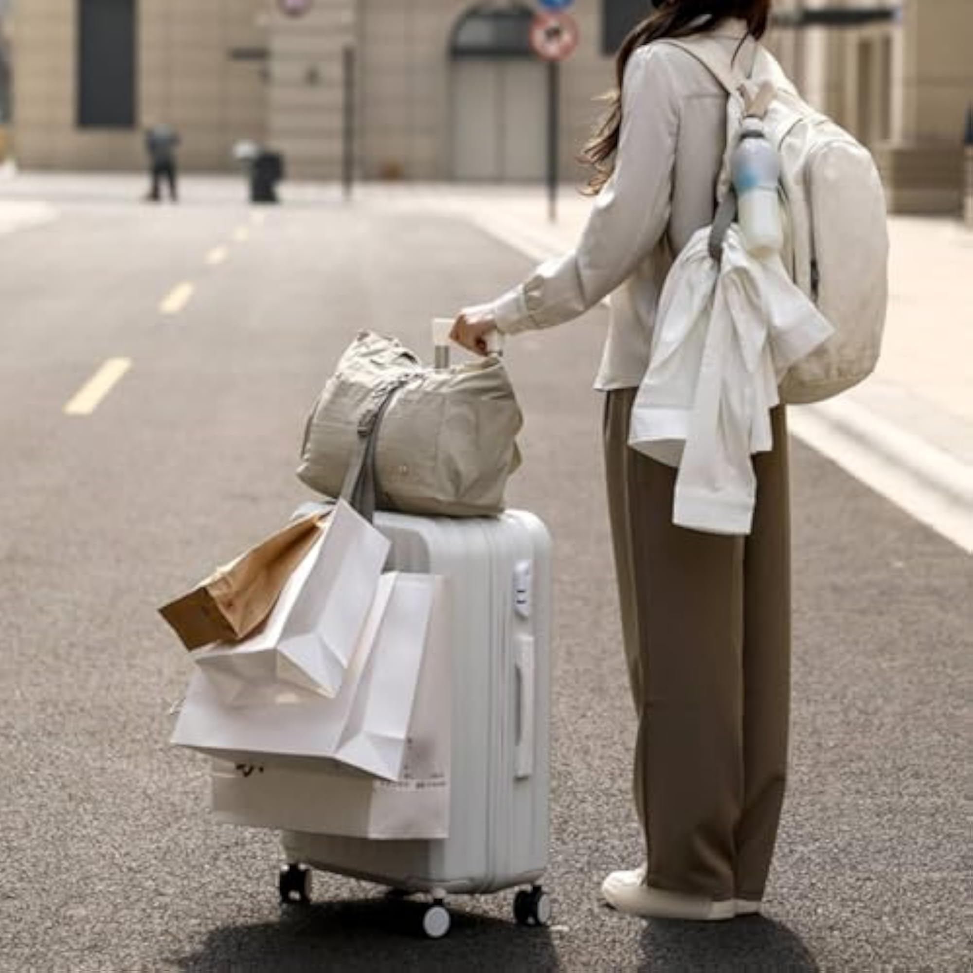 Adjustable Woven Luggage Strap, Gray