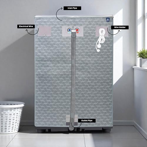 Image of Homestrap Top Load Washing Machine Cover | Waterproof & Dustproof Fabric Protector | Fits 6-7.5 kg Fully Automatic Machines | Compatible with LG, Samsung, Whirlpool, IFB & More |Grey