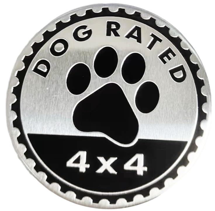 Thcbme4 x 4 Metal Automotive Badge 3D Metal Emblems Round Emblem Decals Car Badge Decals Stickers Compatible with Jeep Wrangler Vehicles Trucks SUV (Dog-Rated)