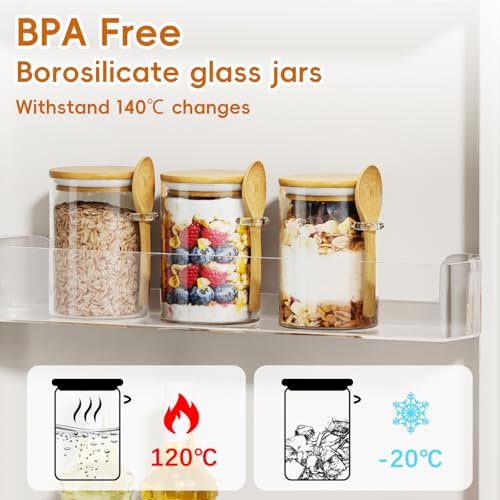 Image of 15 oz Glass Sugar Container, 1 Pack Coffee Container, Glass Jars with Lids | Seal, BPA-Free, Bamboo Soop, Coffee Bar Accessories, for Coffee Beans, Creamer, Salt, Overnight Oats, Brown sugar, Candy, Tea