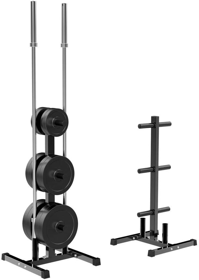 Yaheetech 2-inch Barbell Plate and Dumbbell Racks Tree Olympic Plate Rack Weight Bumper Plate Holder w/ 2 Bar Holder : Sports & Outdoors