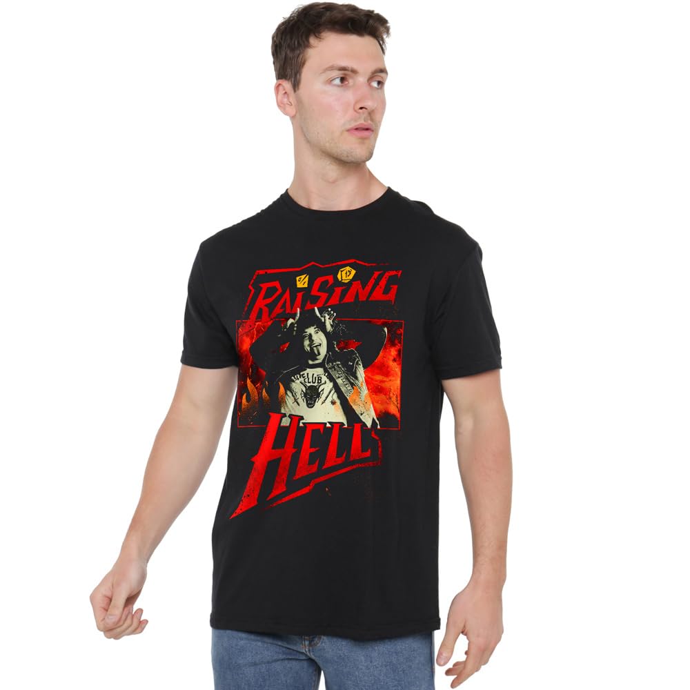 Stranger Things Eddie Munson Raising Hell Unisex T Shirt, Black, Small