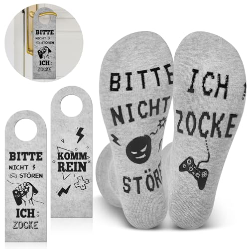 Gemtte Gaming Socken 'Bitte Nicht Stören Ich Zocke' - Lustiges Geschenk Für Gamer