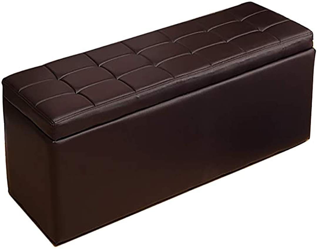 Foot Stool Rest Ottoman Storage Boxes Rectangle Stools Chair Living Room Bedroom Vintage Seat Stool Pouffe Chair (Coffee color-100 * 40 * 40cm, Rectangle)