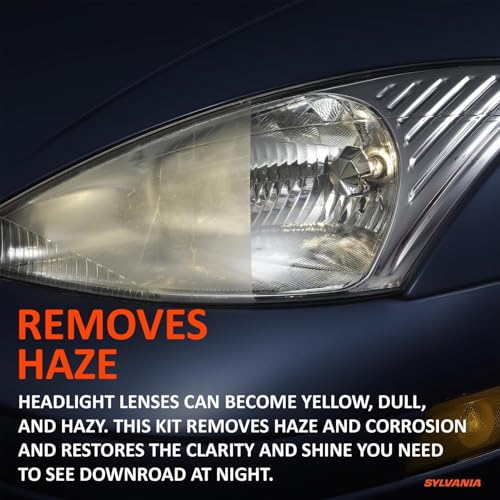 sylvania headlight restoration kit - long-lasting headlight repair kit for restoring to like-new condition - surface activator exclusive uv coating clarifying compound amp more - no tools required
