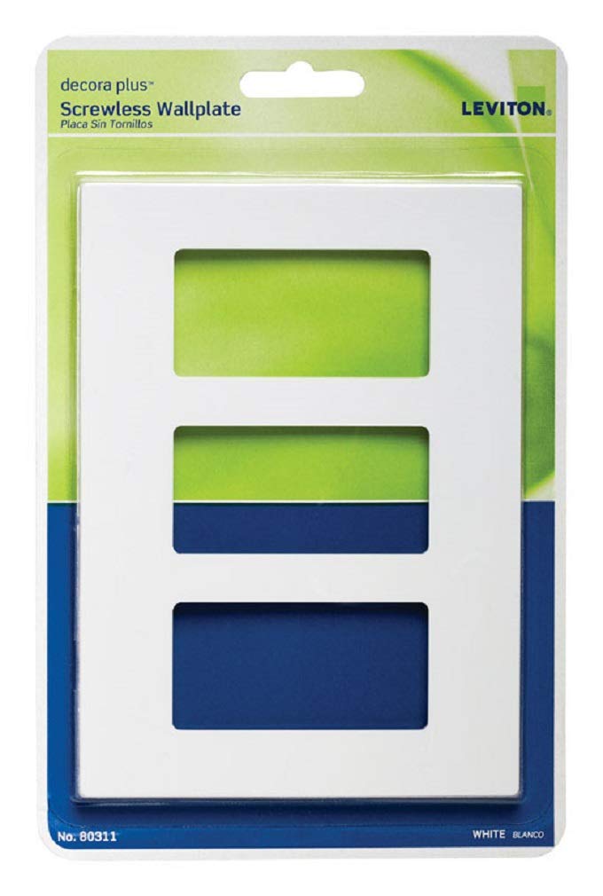 Leviton 80311-W Piastra da parete senza viti, Decora, 3 bande - Bianco