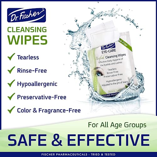 Image of Dr. Fischer Eye Wipes - Hypoallergenic Eyelid Wipes for Everyday Eye Cleansing and Gentle Makeup Remover. (6 packs of 30 wipes each)