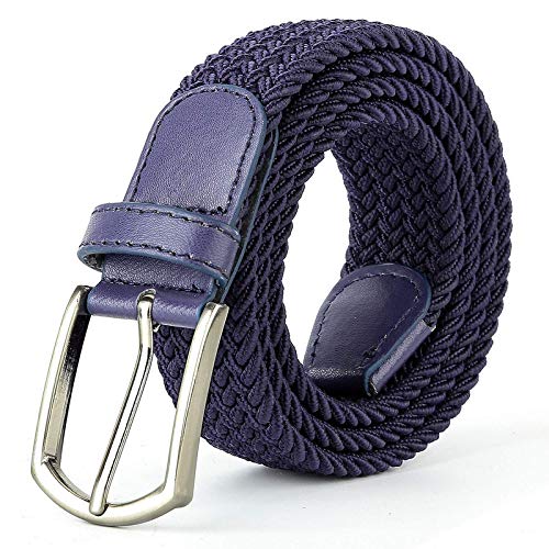Stretchable braided cotton belt for men and women,flexible unisex belt Elastic Woven Canvas Fabric Premium Stretch material blend for fit(Blue Belt)-image-6