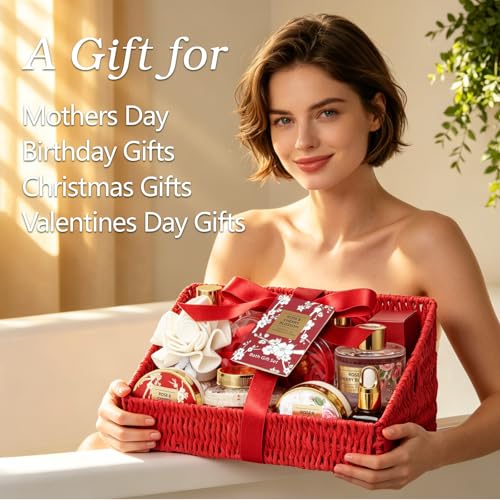Image of 25Pcs Spa Gifts Skin Care Set - Luxurious Rose Spa Gift Baskets for Women | Women Gifts, Spa Kit, Spa Gifts for Mom, Christmas, Mother's Day, Valentine's, Birthday. Hydrating for all skin types