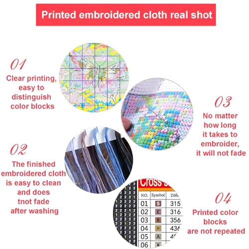 Image of Xinpinzhou Christmas 11ct Stamped Cross Stitch Kits for Adults, 16x16 in | Pre Printed 11 Count Cotton Fabric, Finished Embroidery Pattern is Elegant for Wall Decor, Easy Diy Hobby Craft for Women