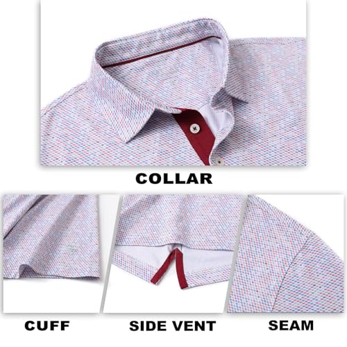 Image of M MAELREG Mens Golf Shirt Short Sleeve Dry Fit Print Moisture Wicking Performance Patterns Collared Polo Shirt