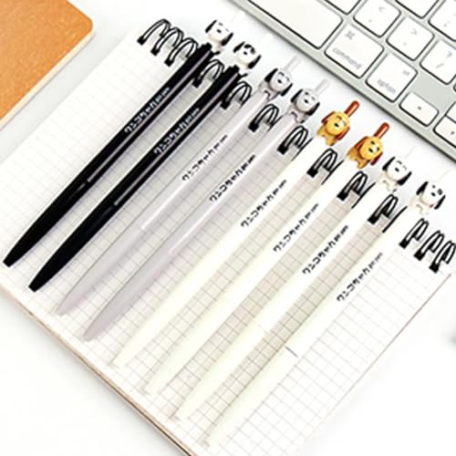 Set de 8 bolígrafos gel negros con diseño de perro kawaii miniatura 6