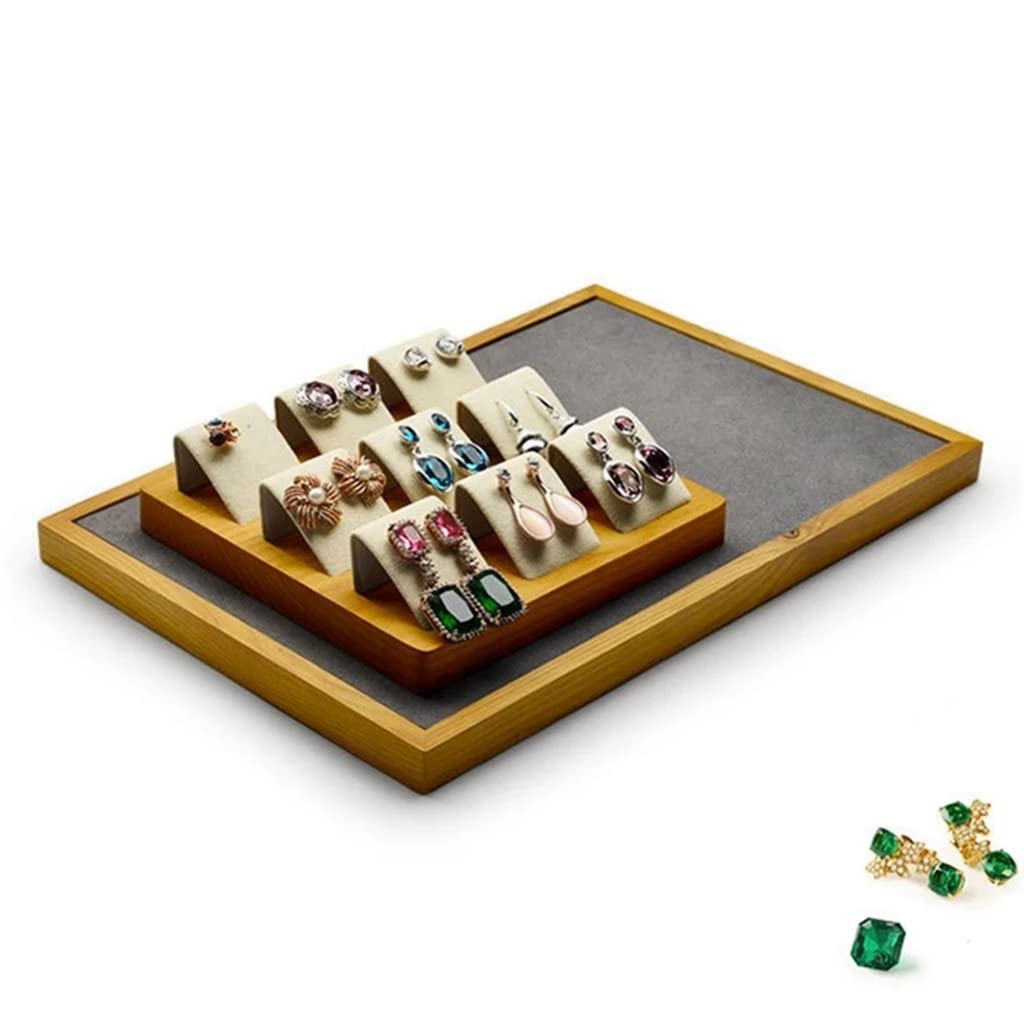 TJLSS 2-teiliges Holz-Aufbewahrungs-Ohrring-Tablett, Ohrring-Display-Karten, Ring, Armband, Geschenkbox, Schmuck-Organizer, Ohrring-Halter Present