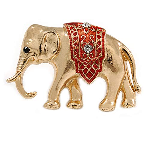 Broche de elefante de metal dorado accesorio de moda de 40 mm