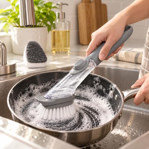 KitchVintalook Dish Wand Brush with Soap Dispenser - Image 3