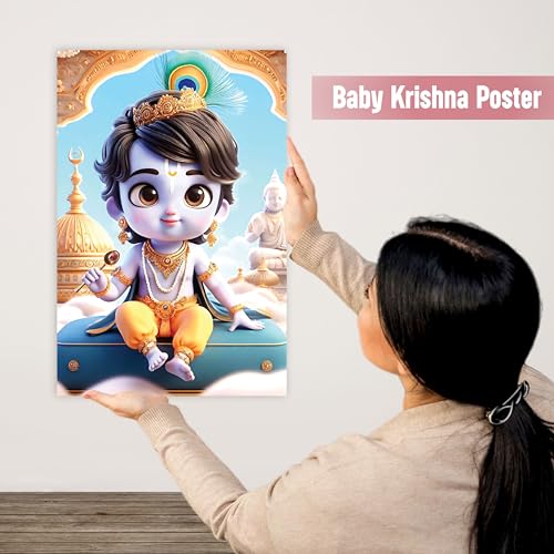 Image of Twinster Bal krishna Posters Photo for Pregnant Women, Baby Poster Self Adhesive (Size 45 cm by 30 cm) Pack of 1 (Design 18)