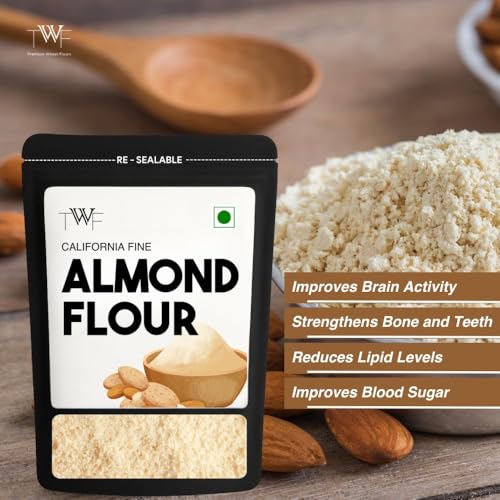 Image of TWF California Fine Almond Flour | 800g | 100% Almonds | Keto-Friendly | Blanched | Gluten-Free | Badam Powder | High Protein | With Resealable Packaging | For Baking Cakes, Breads, Rotis & Mixing in Milk