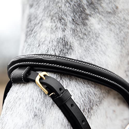 Horze Constance Padded Fancy Stitch Bridle W/Reins - Black - Cob #TOP3
