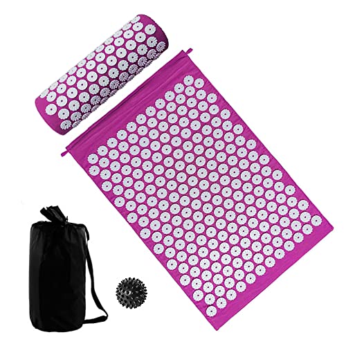 lifcasual Conjunto de almofada e tapete de acupressão com bola de massagem pontiaguda e bolsa de tra