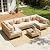 ABCASA Patio Furniture Set, 110" Large 7-Piece Wicker Outdoor Patio Furniture Sets with Coffee Table,Boho Patio Conversation Set Sectional Sofa with All-Weather Cushions for Backyard,Porch,Beige
