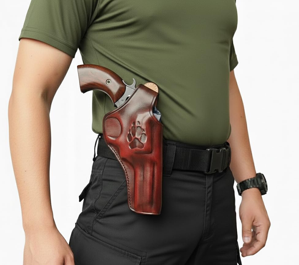 Genuine Leather Paddle Holster for Taurus 856 Defender or Taurus Model 605 .357 Magnum Gun Holster (Taurus 856 Defender 3' Barrel, Right)