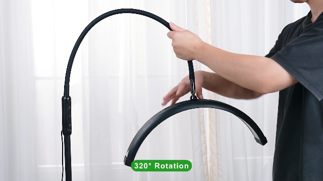 Image of Neoglint 18 inch Half Moon Light with Wheels, Rolling Lash Light for Eyelash Extensions, Dimmable LED Floor Lamp for Esthetician Nail Tech Tattoo Artists, 3200K-6500K Moon Lamp | 192 LEDs with CRI≥95, 3200K-6500K Dimmable Light, 360 Swivel Wheels, Flexible Gooseneck with Height Adjustment