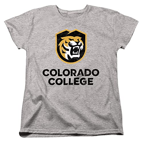 Colorado College Official Tigers Logo Women's T Shirt,Athletic Heather, Large