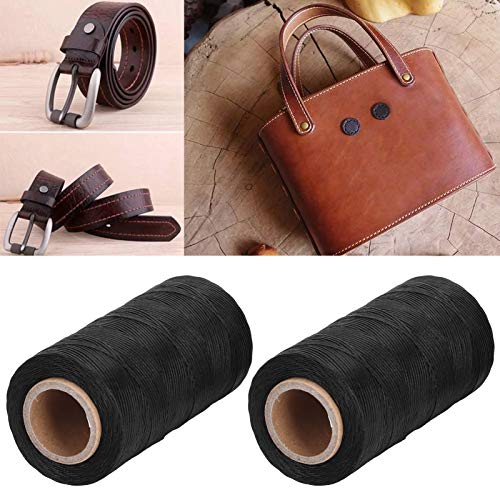 2 rollos de hilo encerado para coser cuero, hilo plano encerado para encuadernación y costura a mano, herramienta para manualidades en cuero miniatura 5