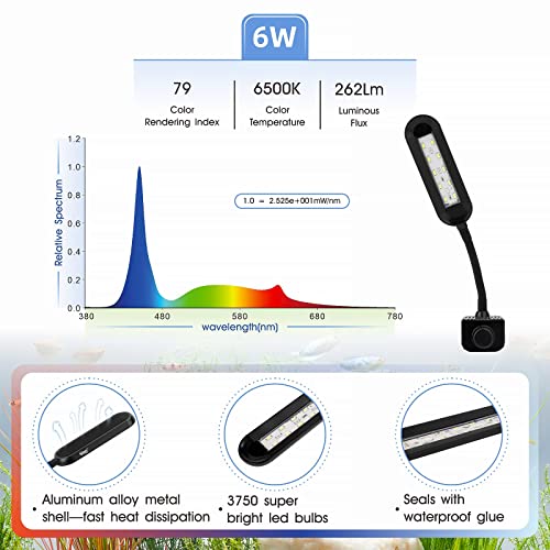 Hygger 0.5~5 Gallon Nano Tank Mini Clip-On Aquarium Light With White Blue Red Leds Fish Tank Lighting Built-In Timer 5 Brightness Levels 6W With Usb Port (Include Power Plug) #TOP1