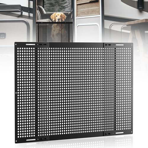 Safoner Premium Adjustable RV Entry Screen Door Grille Adjusts from 22- 31.5 Aluminum Alloy Protector Guard for RV Camper- Black
