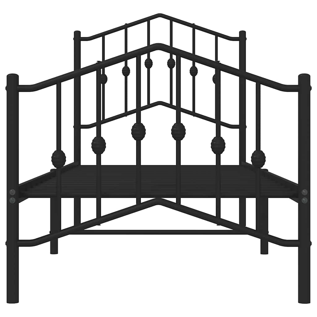 Giroletto con Testiera e Pediera Metallo Nero 75x190 cm Letto Singolo Robustezza Camera da Design Moderno Struttura in Ferro Stabile Facile Montaggio Base Letto con Resistente Sostenibile 190x75