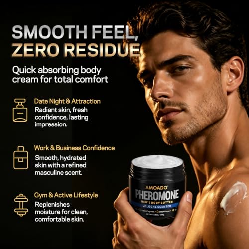 AMOADO Body Butter Cologne for Men, Pheromone Inspired Men's Body Cream with Shea Butter, Masculine Scented Body Moisturizer Cologne Butter, Deep Hydration & Non-Greasy for Dry Skin, 5.8 Oz - Image 7