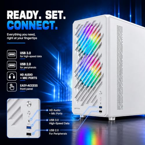 Image of Geonix Blaze Box Gaming Cabinet, 3 Pre-Installed ARGB Fans, White