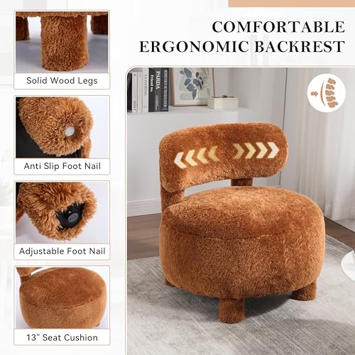 Sillón Curvo Tapizado Peluche Marrón miniatura 4