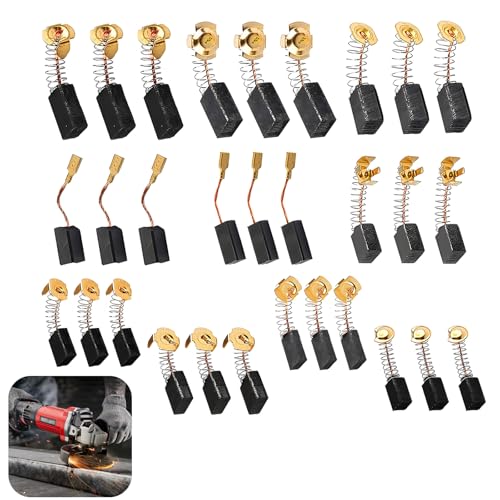 Set 30 Spazzole di Carbone Universali - Compatibili con Trapani, Seghe, Smerigliatrici - Include 10 Diverse Dimensioni per Sostituzione Facile e Veloce