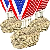 Quelay 30 medallas de premio estudiantil de 2 pulgadas, medallas de premios a granel con cintas para el cuello, trofeo de metal, regalo para torneos, competiciones, fiestas, niños y adultos (medallas