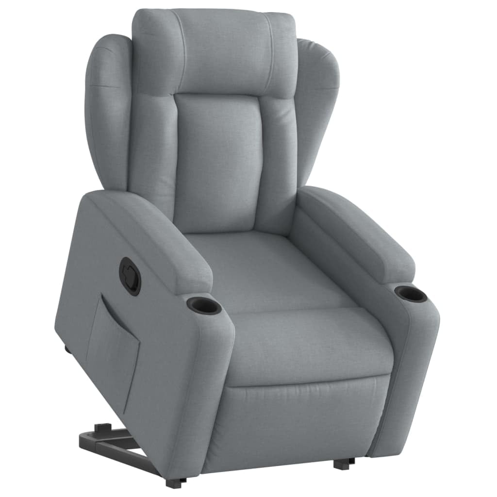 vidaXL Sillón Reclinable Elevable, Silla con Respaldo Reposabrazos, Sillón de Relax Descanso, Asiento Ajustable para Ancianos, Tela Gris Claro