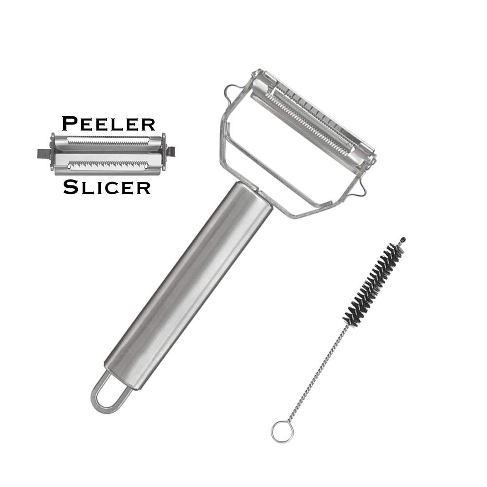 Stainless Steel Julienne Peeler mutifunctional vegetable peeler ultra sharp Slicer with Cleaning Brush kitchen Gadget for Vegetable Fruit